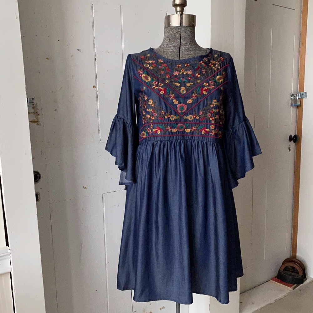 Umgee Only a few left Floral Emb Tencel BoHo Dress - Picture 4 of 6